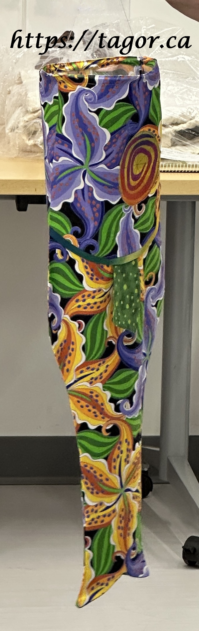 Lynda made a colourful wind sock of leftover fabric. It will brighten any windy day.